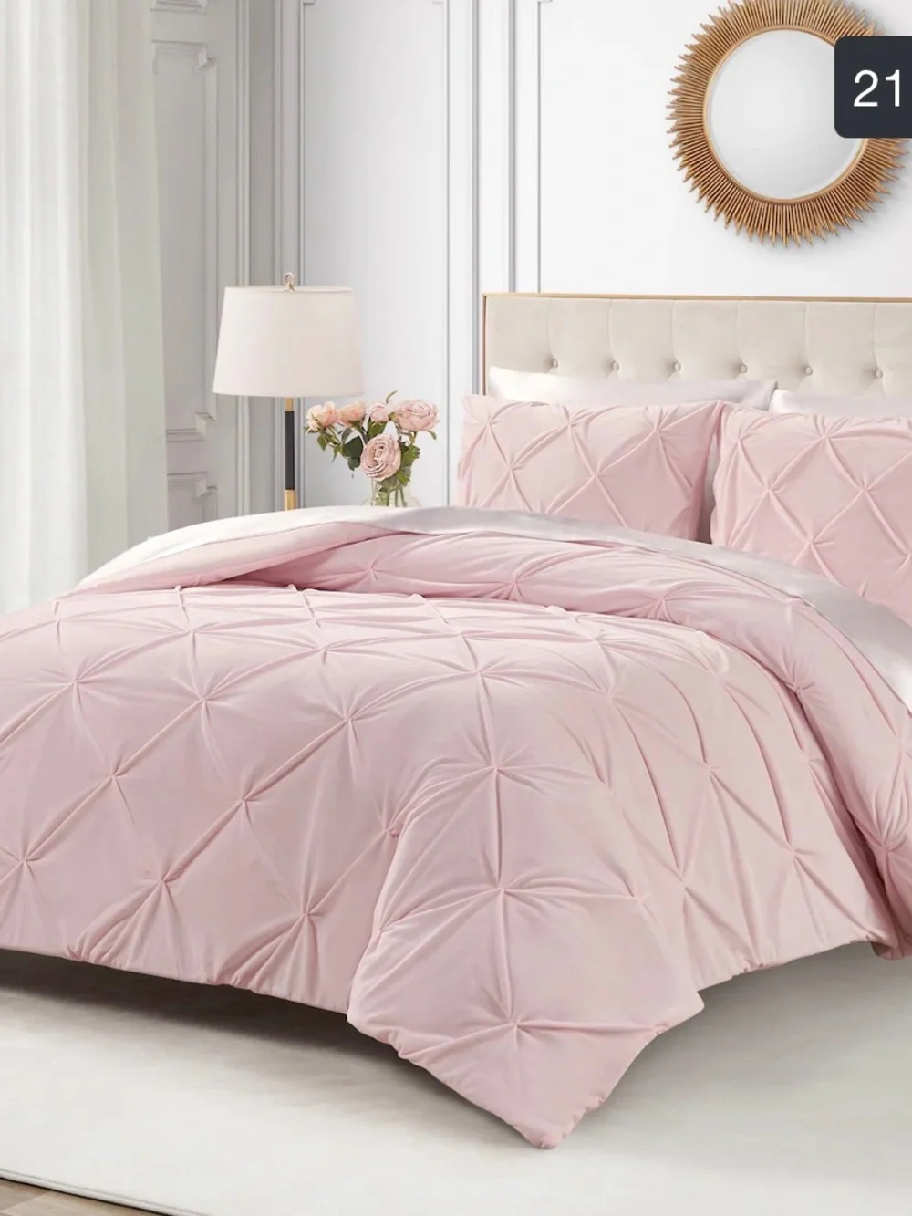 Juicy Couture Kiss Pleat Micromink Plush Comforter Sets - Pale Pink - King